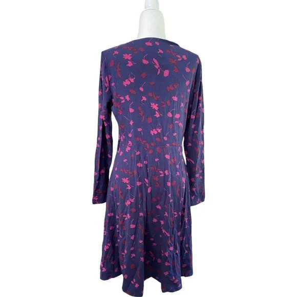 Joules Size 12 Floral Printed Long Sleeve Jersey Dress Knee Length - Picture 4 of 5